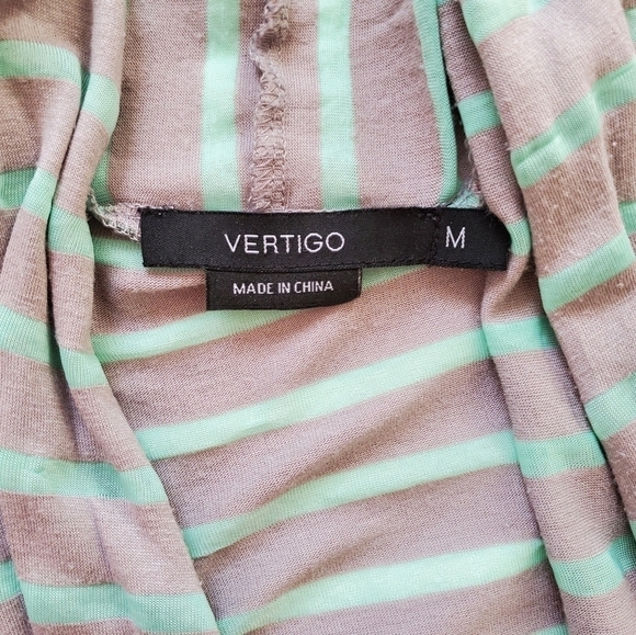 Vertigo striped cardigan grey mint green size‎ M open hi-lo lightweight layers - Picture 4 of 8